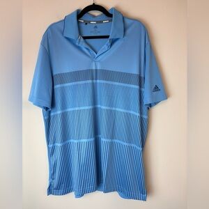 Adidas Golf Polo Mens Size XL Blue Stripe Shirt Short Sleeve Athletic